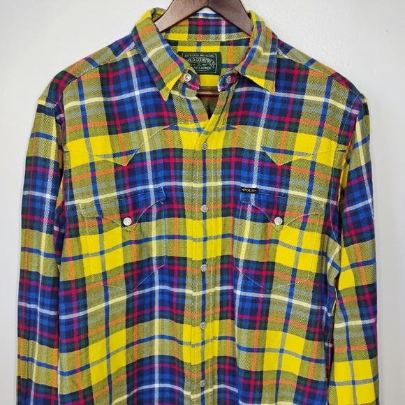 Vtg Polo Country Ralph Lauren Plaid Flannel Shirt Snap Button Mens Size Medium - Picture 3 of 13